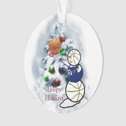 Basketball Snowman Kerstmis Ornament (voorkant)