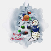 Basketball Snowman Kerstmis Ornament Kaart (Voorkant)