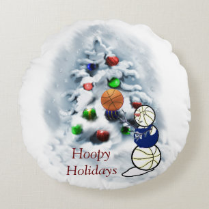 Basketball Snowman Kerstmis Rond Kussen