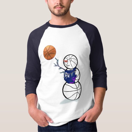 Basketball Snowman Kerstmis T-shirt (Voorkant)