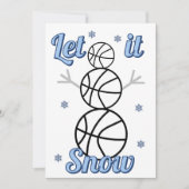 Basketball Snowman Let It Snow Flat Holiday Card Feestdagenkaart (Voorkant)