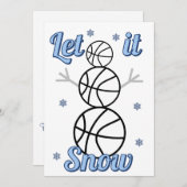 Basketball Snowman Let It Snow Flat Holiday Card Feestdagenkaart (Voorkant / Achterkant)