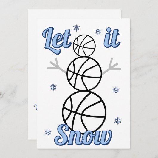 Basketball Snowman Let It Snow Flat Holiday Card Feestdagenkaart (Voorkant / Achterkant)