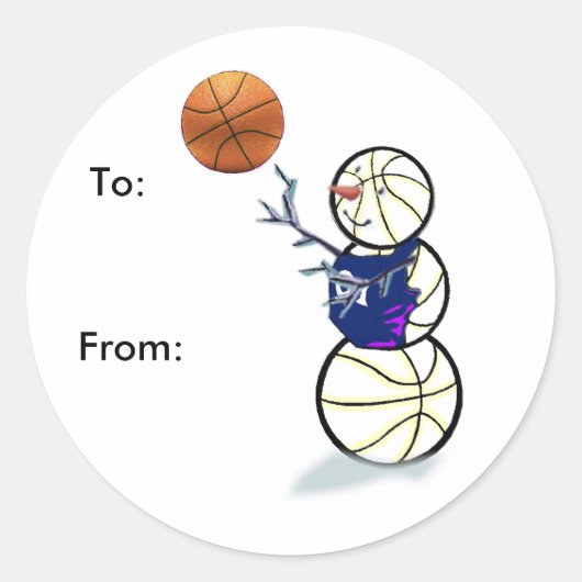 Basketball Snowman met kerstcadeaus Stickers (Voorkant)