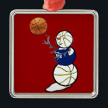 Basketball Snowman Metalen Ornament<br><div class="desc">Schattige basketbalsneeuwman ziet er geweldig uit op een breed scala van kerstcadeaugoederen. Geeft elke basketbalsportfan van je.</div>