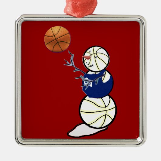 Basketball Snowman Metalen Ornament (Voorkant)