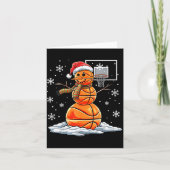 Basketball Snowman Player Santa Hat Christmas Funn Kaart (Voorkant)