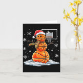 Basketball Snowman Player Santa Hat Christmas Funn Kaart (Gele Bloem)