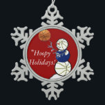 Basketball Snowman Tin Sneeuwvlok Ornament<br><div class="desc">Wat een dikke taart is deze schattige sneeuwman... ...  een geweldig ornament om de kerstboom te versieren voor elke sportliefhebber.</div>