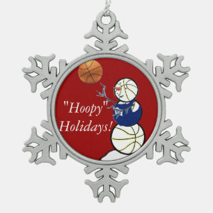 Basketball Snowman Tin Sneeuwvlok Ornament