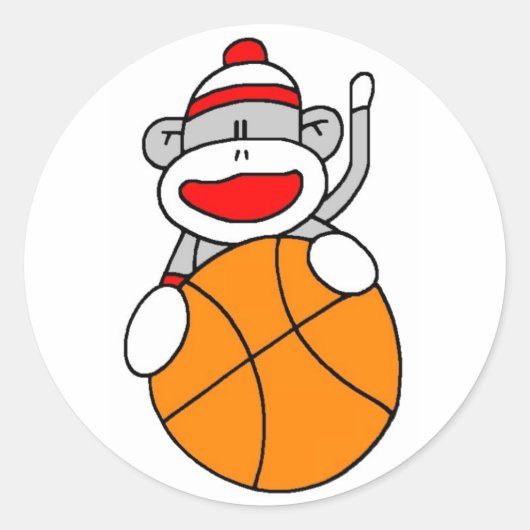 Basketball Socket Monkey Ronde Sticker (Voorkant)