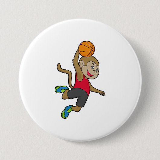 Basketball-speler Basketball Ronde Button 7,6 Cm (Voorkant)