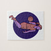 Basketball-speler die mono line speelt legpuzzel (Horizontaal)