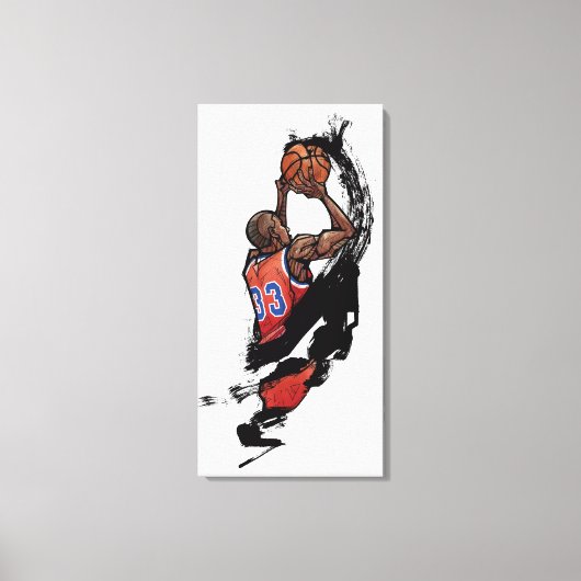 Basketball-speler houdt bal vast canvas afdruk (Voorkant)