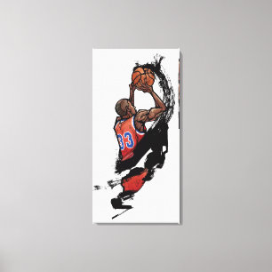 Basketball-speler houdt bal vast canvas afdruk