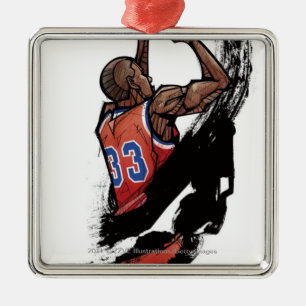 Basketball-speler houdt bal vast metalen ornament
