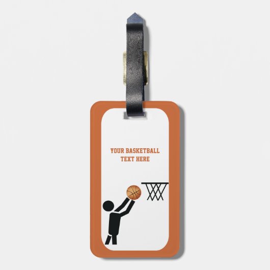 Basketball-speler met ball custom bagagelabel (Achterkant verticaal)