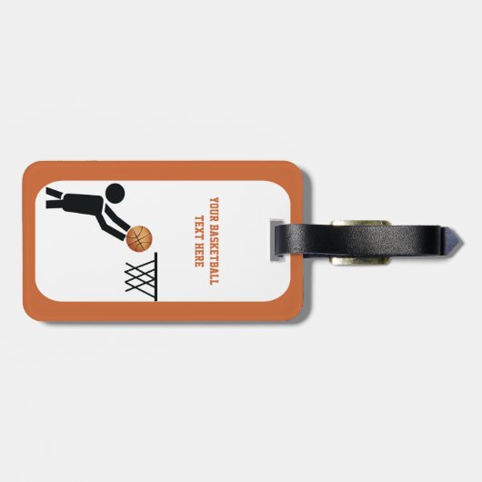 Basketball-speler met ball custom bagagelabel (Achterkant horizontaal)