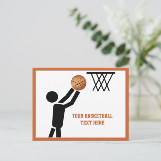Basketball-speler met ball custom briefkaart (Staand voorkant)