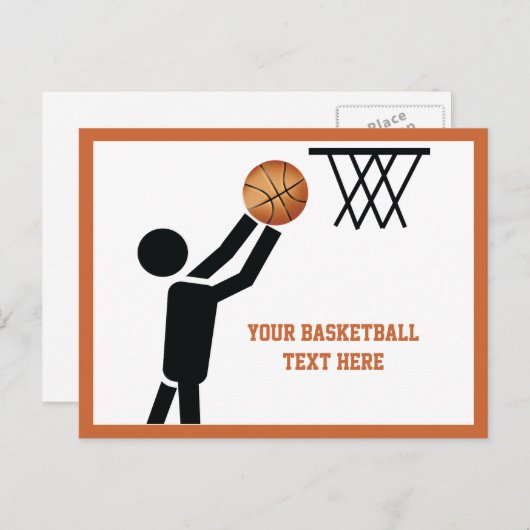 Basketball-speler met ball custom briefkaart (Voorkant / Achterkant)