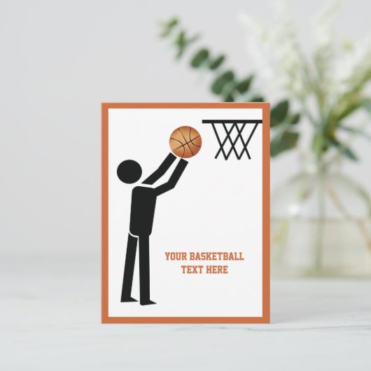 Basketball-speler met ball custom briefkaart (Staand voorkant)