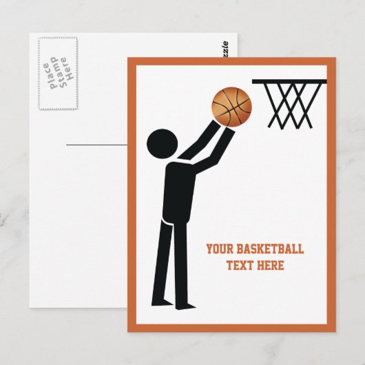 Basketball-speler met ball custom briefkaart (Voorkant / Achterkant)