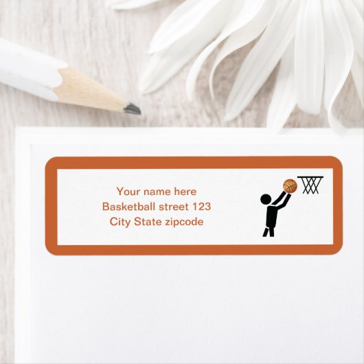 Basketball-speler met ball custom etiket (Insitu)