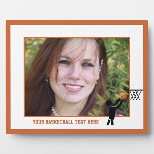 Basketball-speler met ball custom fotoplaat (Voorkant)