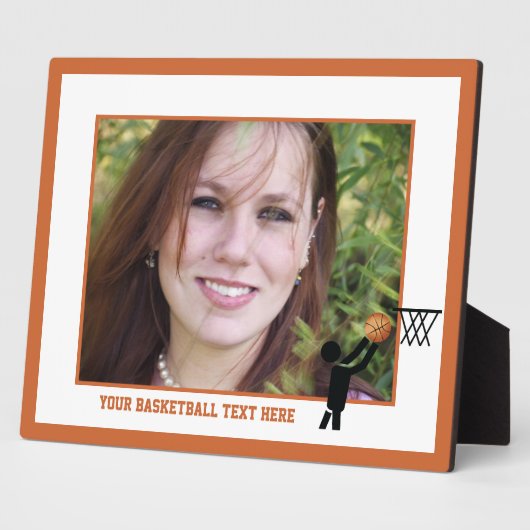 Basketball-speler met ball custom fotoplaat (Zijkant)