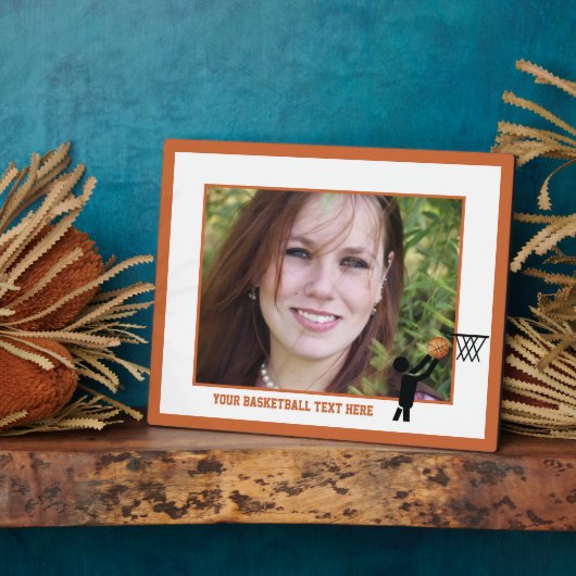 Basketball-speler met ball custom fotoplaat (Zijkant)