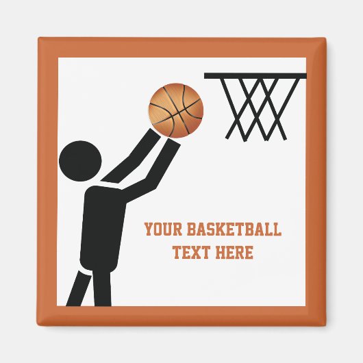 Basketball-speler met ball custom magneet (Voorkant)