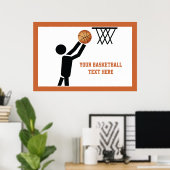 Basketball-speler met ball custom poster (Thuiskantoor)