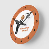 Basketball-speler met ball custom ronde klok (Hoek)
