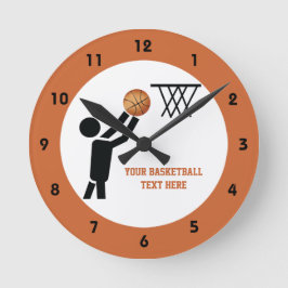 Basketball-speler met ball custom ronde klok