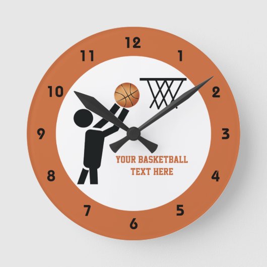 Basketball-speler met ball custom ronde klok (Voorkant)