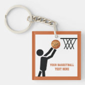 Basketball-speler met ball custom sleutelhanger (voorkant)