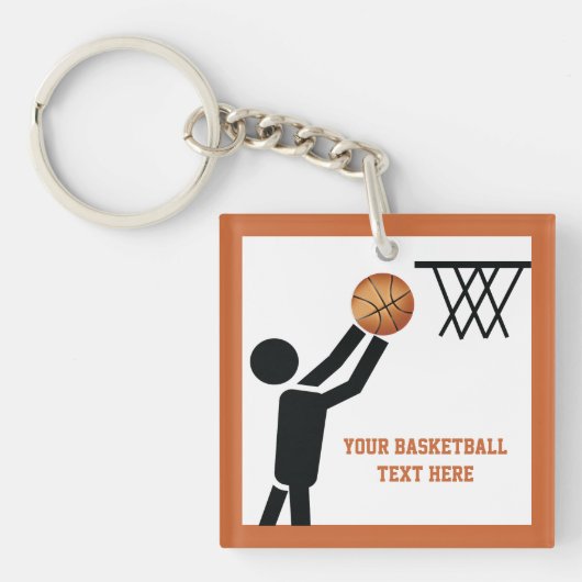 Basketball-speler met ball custom sleutelhanger (voorkant)