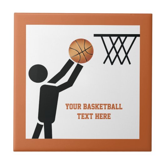 Basketball-speler met ball custom tegeltje (Voorkant)