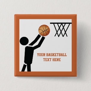 Basketball-speler met ball custom vierkante button 5,1 cm