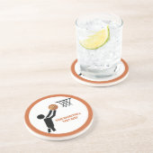 Basketball-speler met ball custom zandsteen onderzetter (Zijkant)