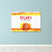 BASKETBALL SPLASH Bar Mitzvah Sign In Memory Board Canvas Afdruk (Insitu (Houten vloer))