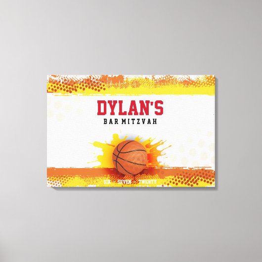BASKETBALL SPLASH Bar Mitzvah Sign In Memory Board Canvas Afdruk (Voorkant)