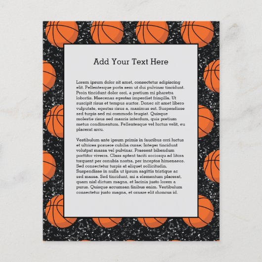 Basketball Sport Ball Elegant Black Glitter Flyer (Voorkant)
