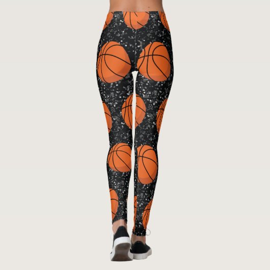 Basketball Sport Ball Elegant Black Glitter Leggings (Achterkant)
