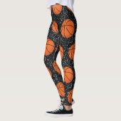 Basketball Sport Ball Elegant Black Glitter Leggings (Links)