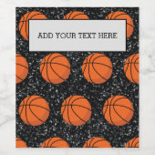 Basketball Sport Ball Elegant Black Glitter Wijn Etiket (Enkel label)