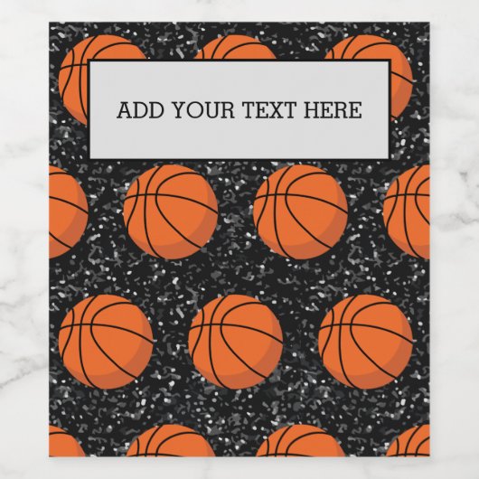 Basketball Sport Ball Elegant Black Glitter Wijn Etiket (Enkel label)
