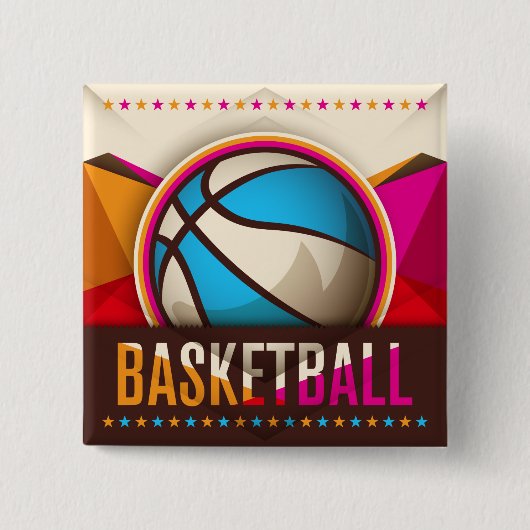 Basketball Sport Ball Game Cool Abstract Vierkante Button 5,1 Cm (Voorkant)