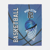 Basketball 🏀 Sport Design in Blue Fleece Deken (Voorkant)