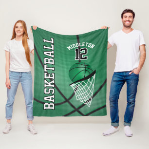 Basketball 🏀 Sport Design in Green Fleece Deken